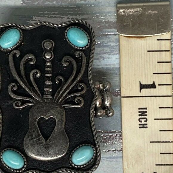 Guitar Heart Strings Turquoise Dark Silver ring - Picture 7 of 8